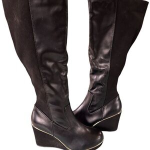 Andiamo Women's Black Wedge Boots